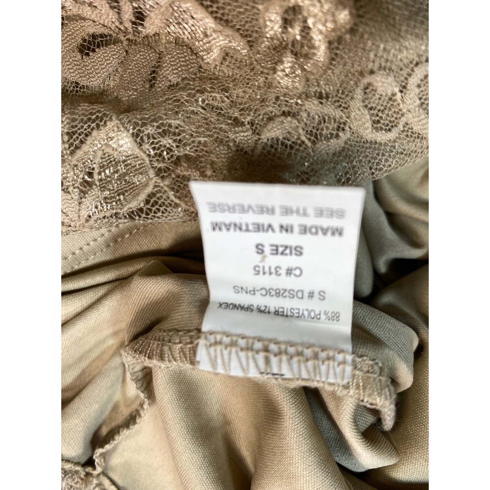 Silvergate Womens Lace Bodycon Dress Taupe Tan Open Keyhole Back Sleeveless S - Picture 11 of 11
